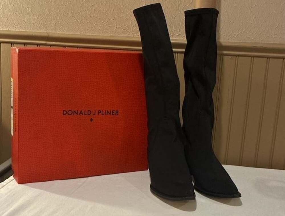 Donald J Pliner Soni-D Black Crepe Elastic Knee-High Boots